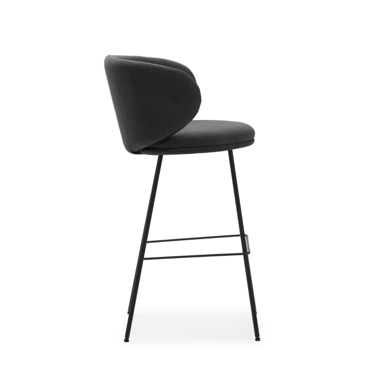 BARHOCKER (Set aus 2) aus Stoff mit schwarzen Metallbeinen - rush 56/53/65 cm - Dunkelgrau, Textil (53/65/56cm) - Calicosy
