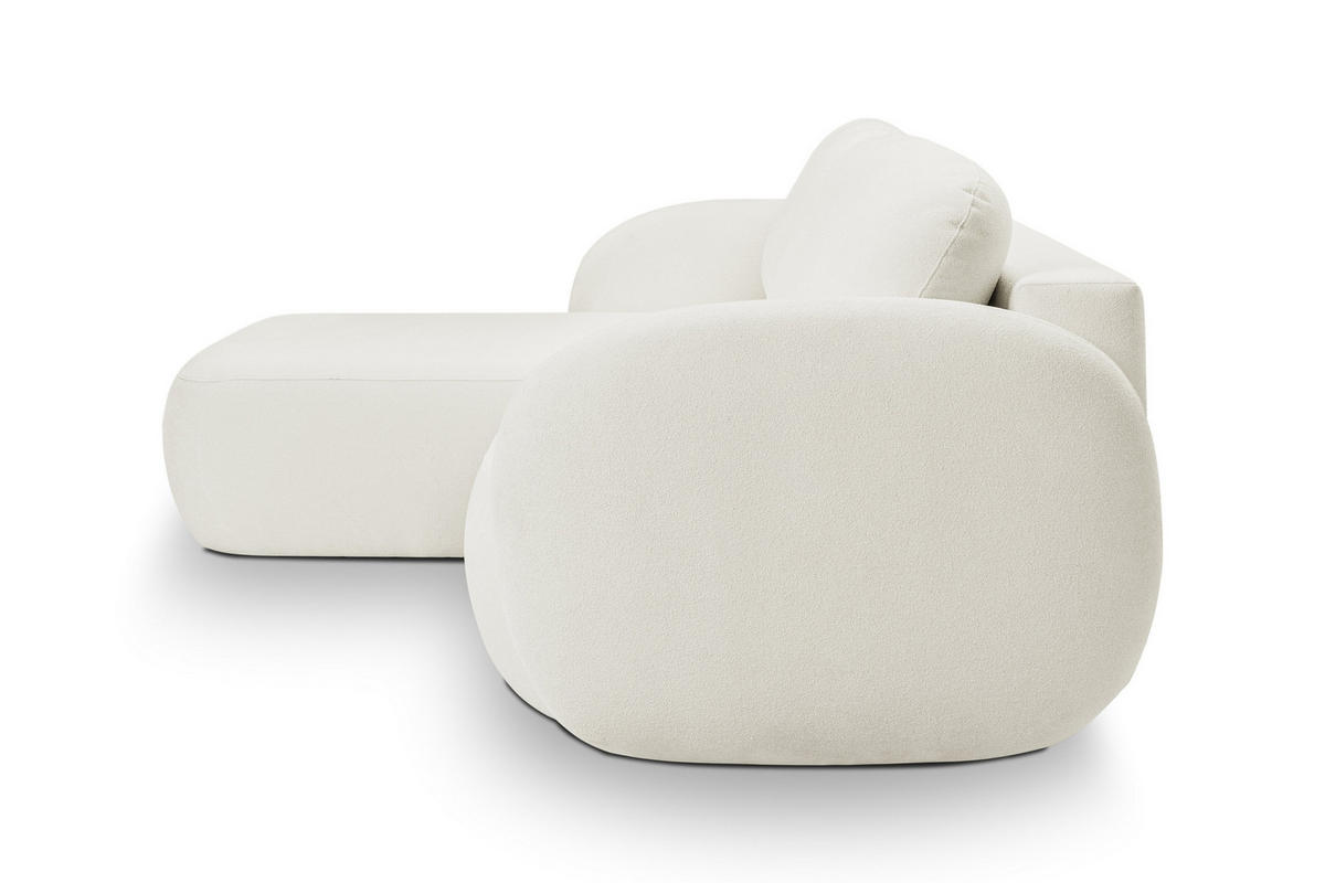 ECKSOFA AMICO L-S Creme Geflochtener Stoff mit Schlaffunktion - Creme, Holz (248/174cm) - MASSENO