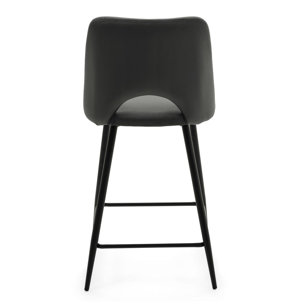 BARHOCKER ORO gepolsterter mit Steppung - grau - Samt Velour - Schwarz/Grau, Textil/Metall (48/94/55cm) - NEW HOME