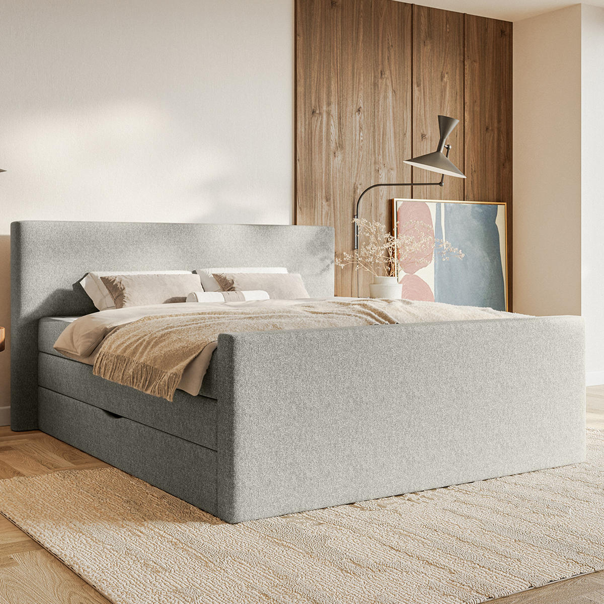 BOXSPRINGBETT VELIPOJA EASY CLEAN 140x200 cm, Hellgrau - Hellgrau, Textil (140/200cm) - Fedve