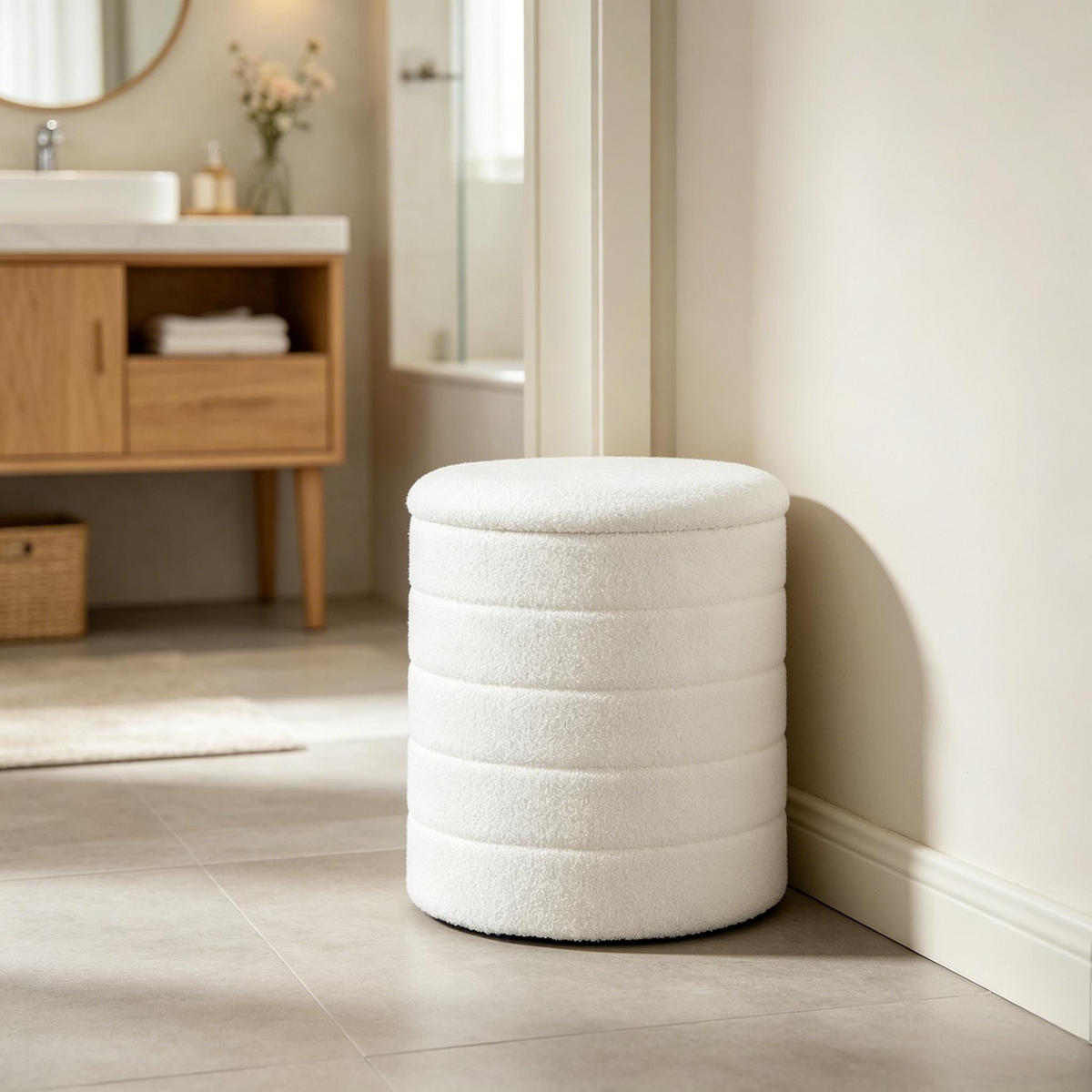 HOCKER klappbar mit Stauraum, DE-42156, Weiß - Weiß, Holzwerkstoff (40.5/43/40.5cm) - ComfortXL
