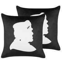 DEKOKISSEN 2er-Set Schwarz 45/45 cm Franklinia - Schwarz, Textil (45/45cm) - Beliani