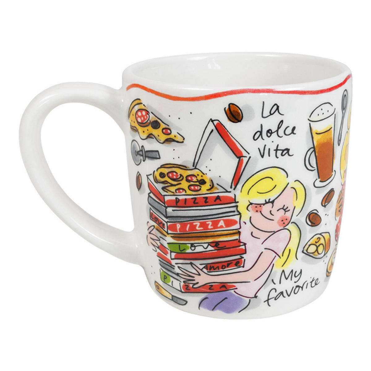 CAPPUCCINO-BECHER Ciao Italia in Bunt - 500 ml - Multicolor, Keramik (0.5L) - Blond Amsterdam
