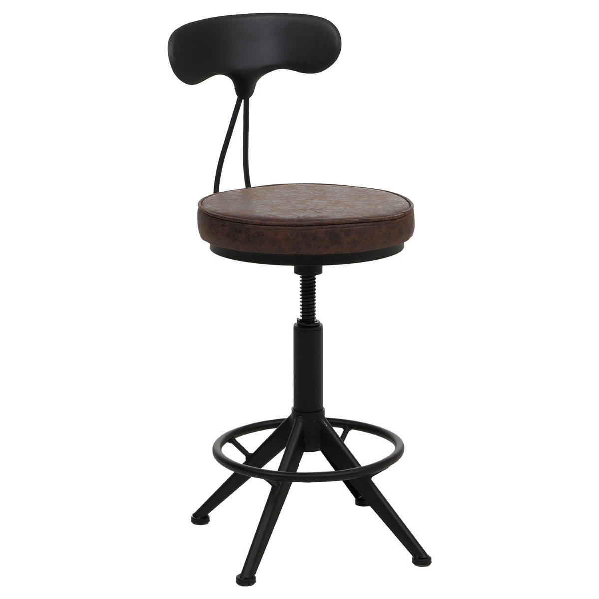 BARHOCKER 2er-Set mit Lehne Sitzhöhe 51-73cm Kunstleder Metall Braun-Schwarz höhenverstellbar - Dunkelbraun, Kunststoff (45/101/45cm) - PROREGAL