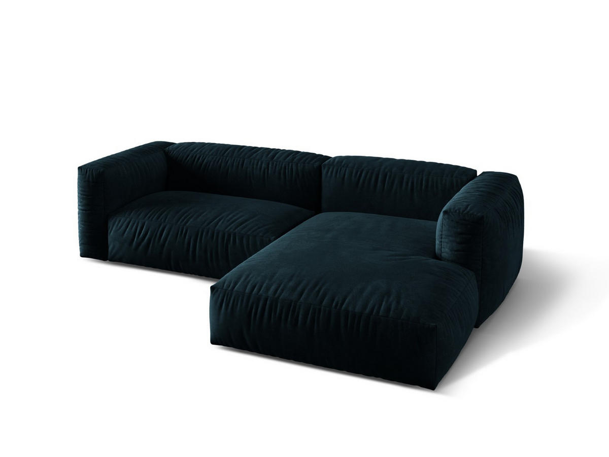 ECKSOFA modular rechts Martina aus Samt dunkel petrol 2 Sitzplätze - Petrol, Textil (176/283cm) - Micadoni