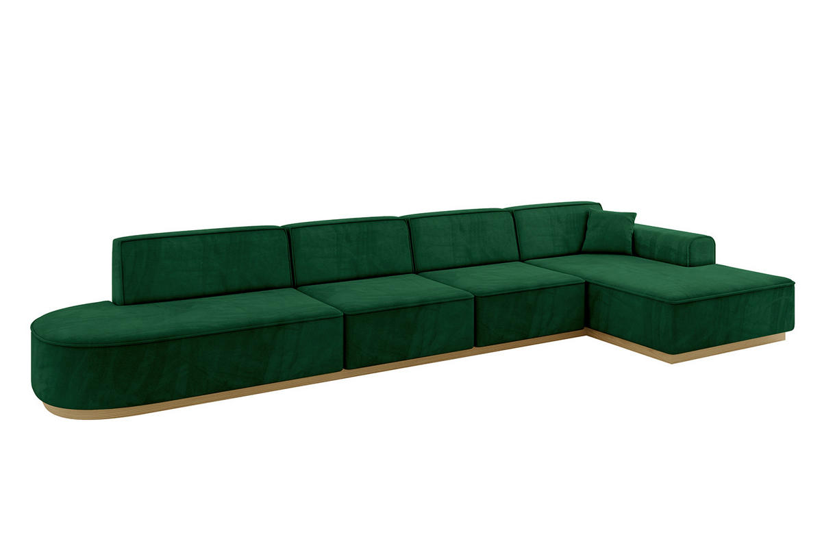 ECKSOFA Ottomane Rechts IREA-L3-v2 - 413x171x83 cm Grün - Grün, Holzwerkstoff/Textil (171/413cm) - ALTDECOR