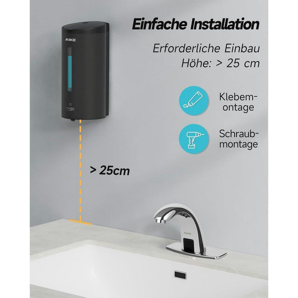 SCHAUMSEIFENSPENDER AIKE FoamCore Edelstahl Matt Schwarz - Schwarz, Metall (10.9/10.8/22.1cm)