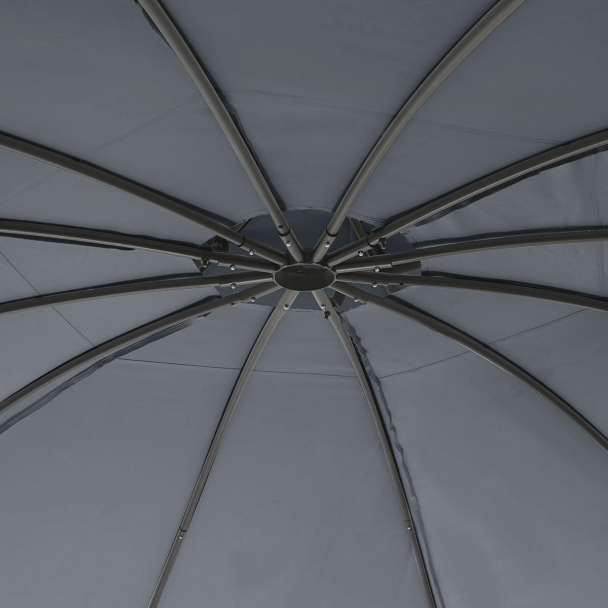 PAVILLON Stahl graphitgrau ⌀ 368 cm Safara - Schwarz/Grau, Metall (368/275/368cm) - Beliani