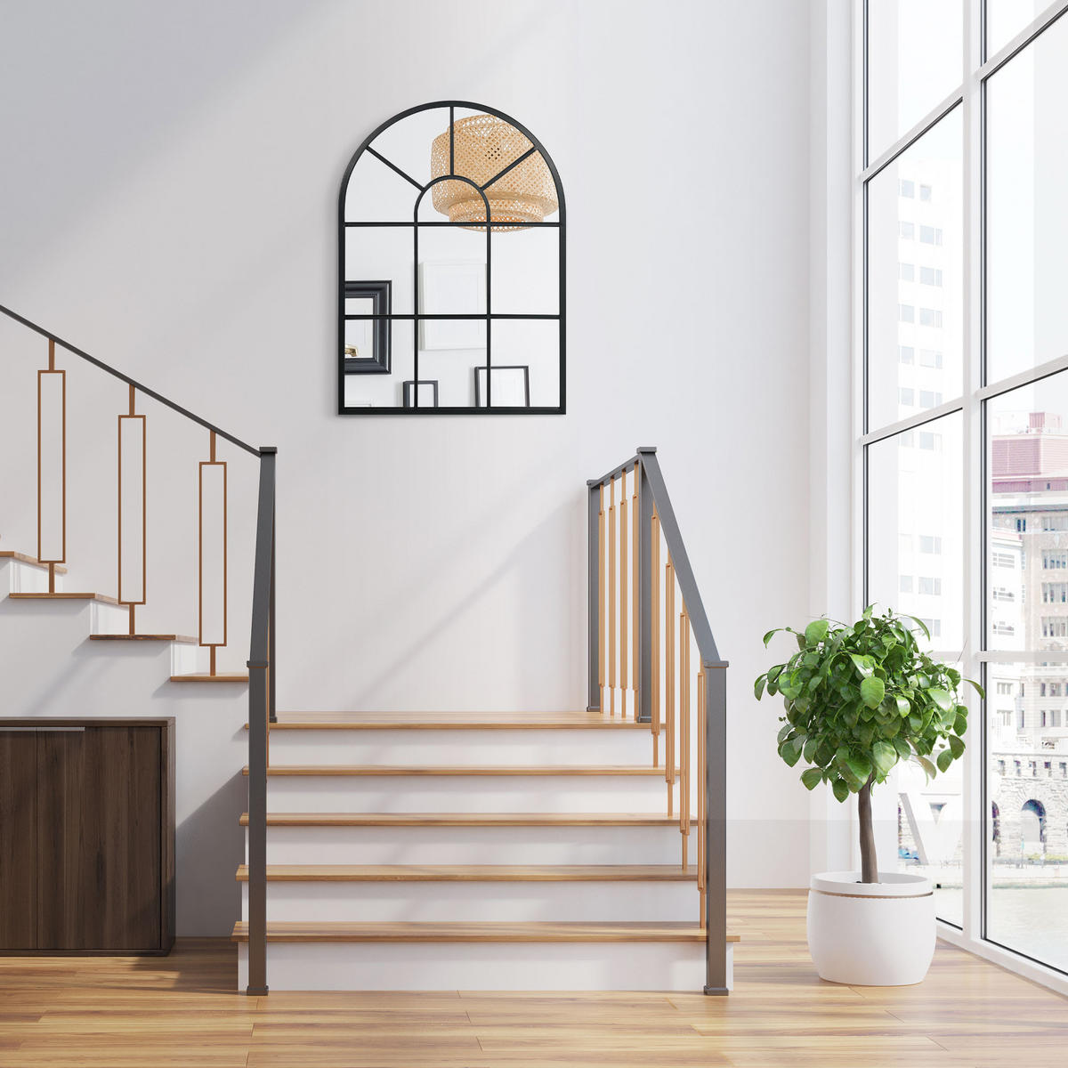 WANDSPIEGEL Fensterspiegel 70 x 50 cm Dekorativ Spiegel mit Metallrahmen Schwarz - Schwarz, Glas/Metall (2/50/70cm) - HOMCOM