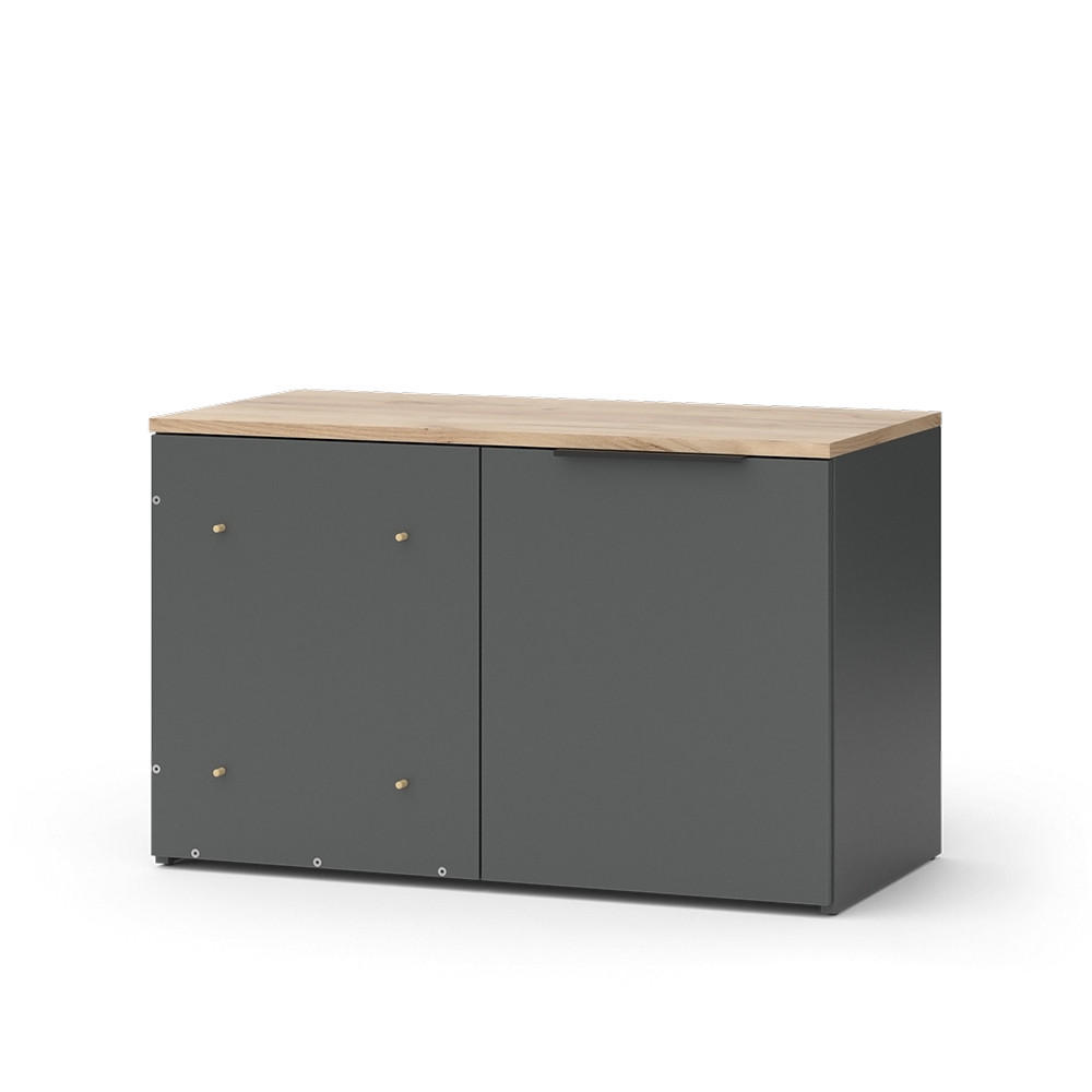 ECKKOMMODE Wido Anthrazit 80 x 50 cm Eck Kommode mit Tür - Anthrazit/Sonoma Eiche, Holzwerkstoff (80/50/40cm) - Vicco
