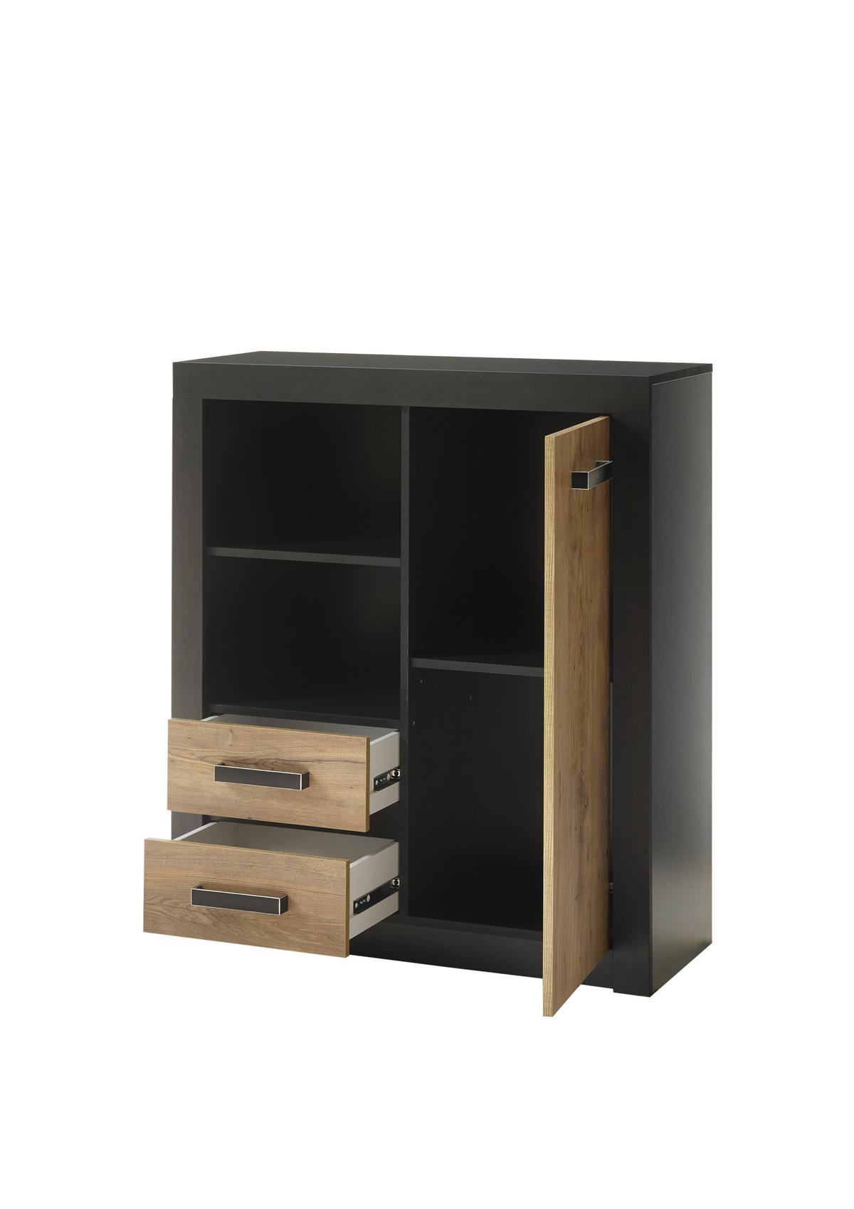 KOMMODE I11 Kastanie & Fresko 92/105/35 cm - Grau, Holzwerkstoff (92/105/35cm) - Livojo