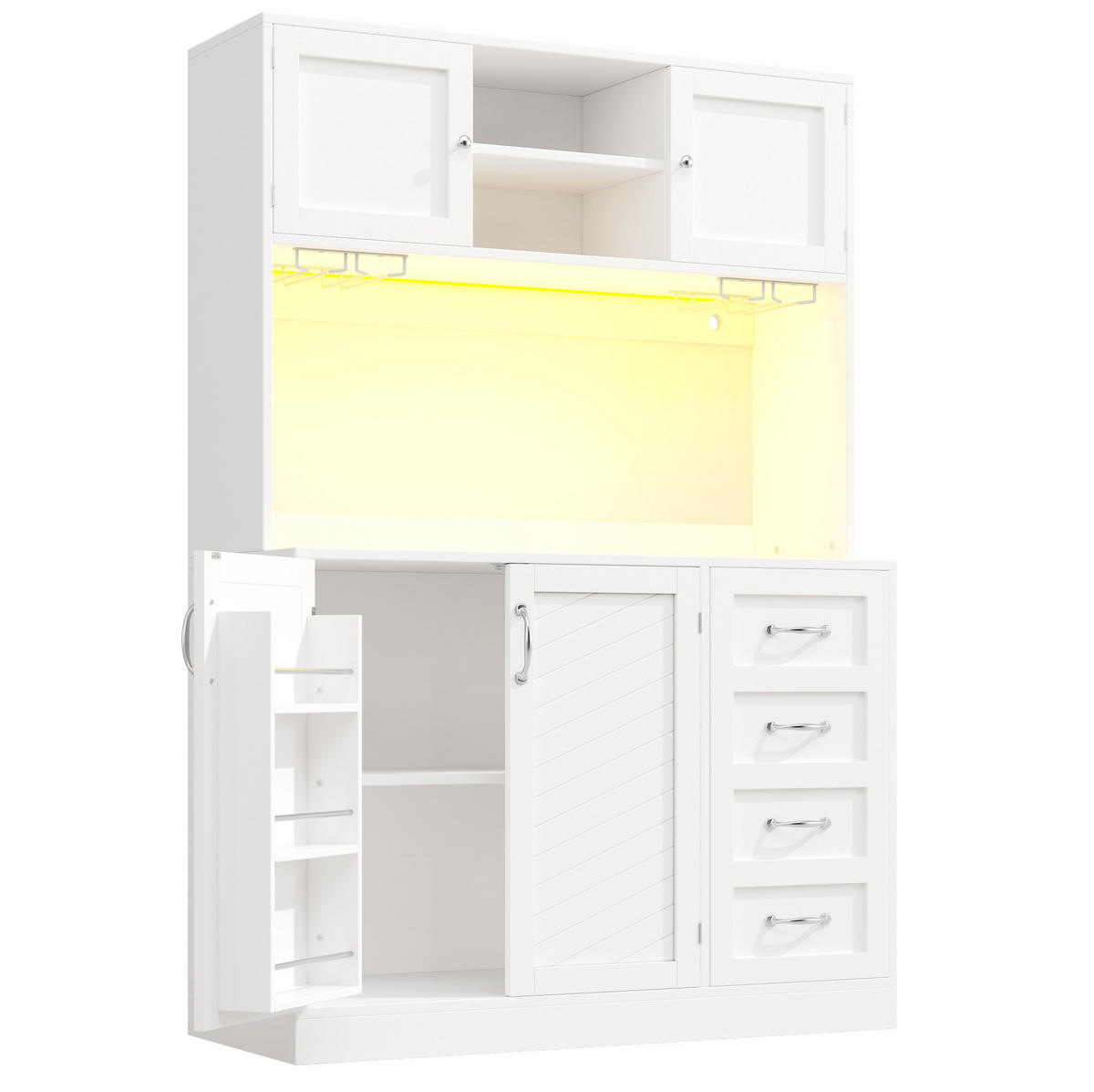 BUFFETSCHRANK mit LED 120 x 40 x 188 cm MDF Weiß - Weiß, Holzwerkstoff (40/188/120cm) - Meubliv