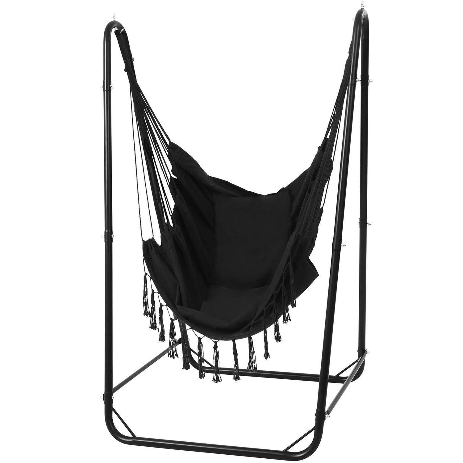 HÄNGESESSEL-SET U-Form Schwarz 100 kg Tragkraft - Schwarz, Metall (88.9/1.5/162.6cm)
