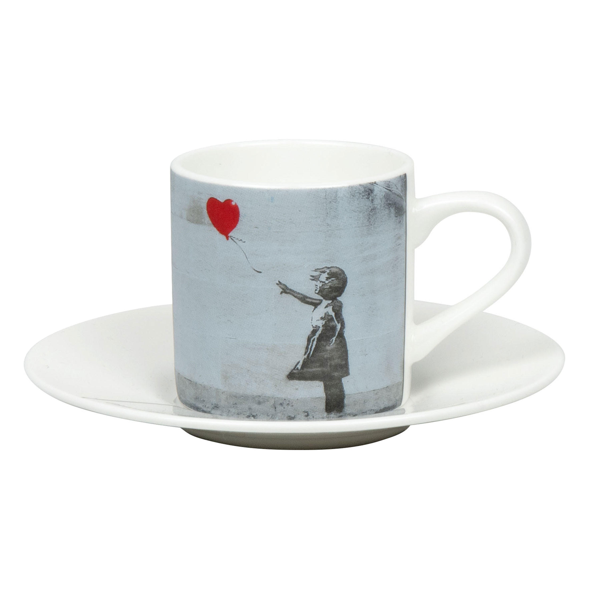 ESPRESSOTASSE Girl with Balloon - Banksy mit Untertasse - Naturfarben, Keramik (0.095L) - Könitz