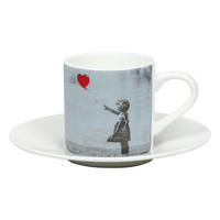 ESPRESSOTASSE Girl with Balloon - Banksy mit Untertasse - Naturfarben, Keramik (0.095L) - Könitz