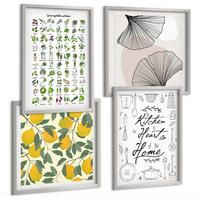 BILDER SET 4er Set - 50x50 cm & 40x60 cm Silberner Rahmen - Küchenkräuter-Zitronen-Malerei - Silberfarben, Kunststoff (50/50cm) - TULUP