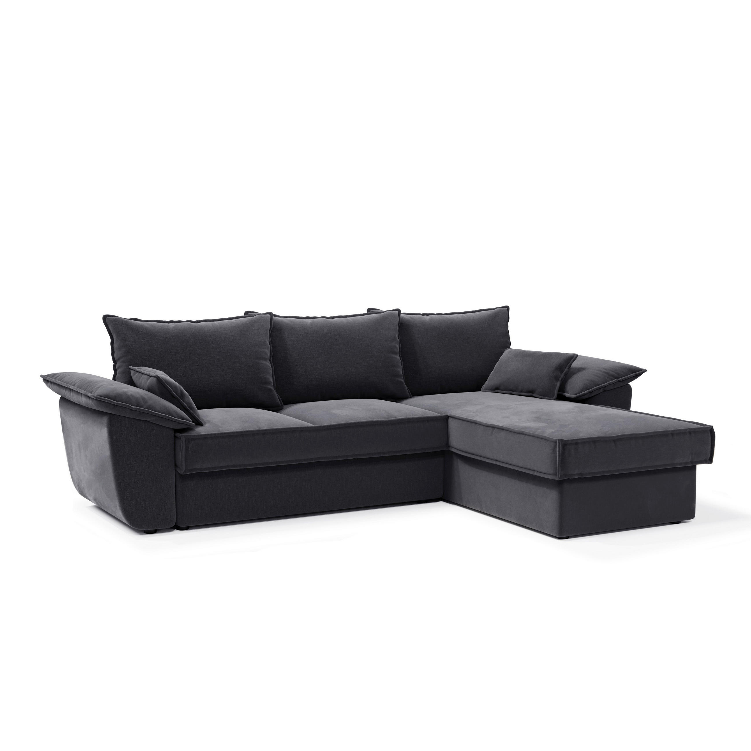 ECKSOFA RECHTS Samtstoff Graphitgrau 257cm - Graphitfarben/Grau, Textil (257/168cm) - Sia Home
