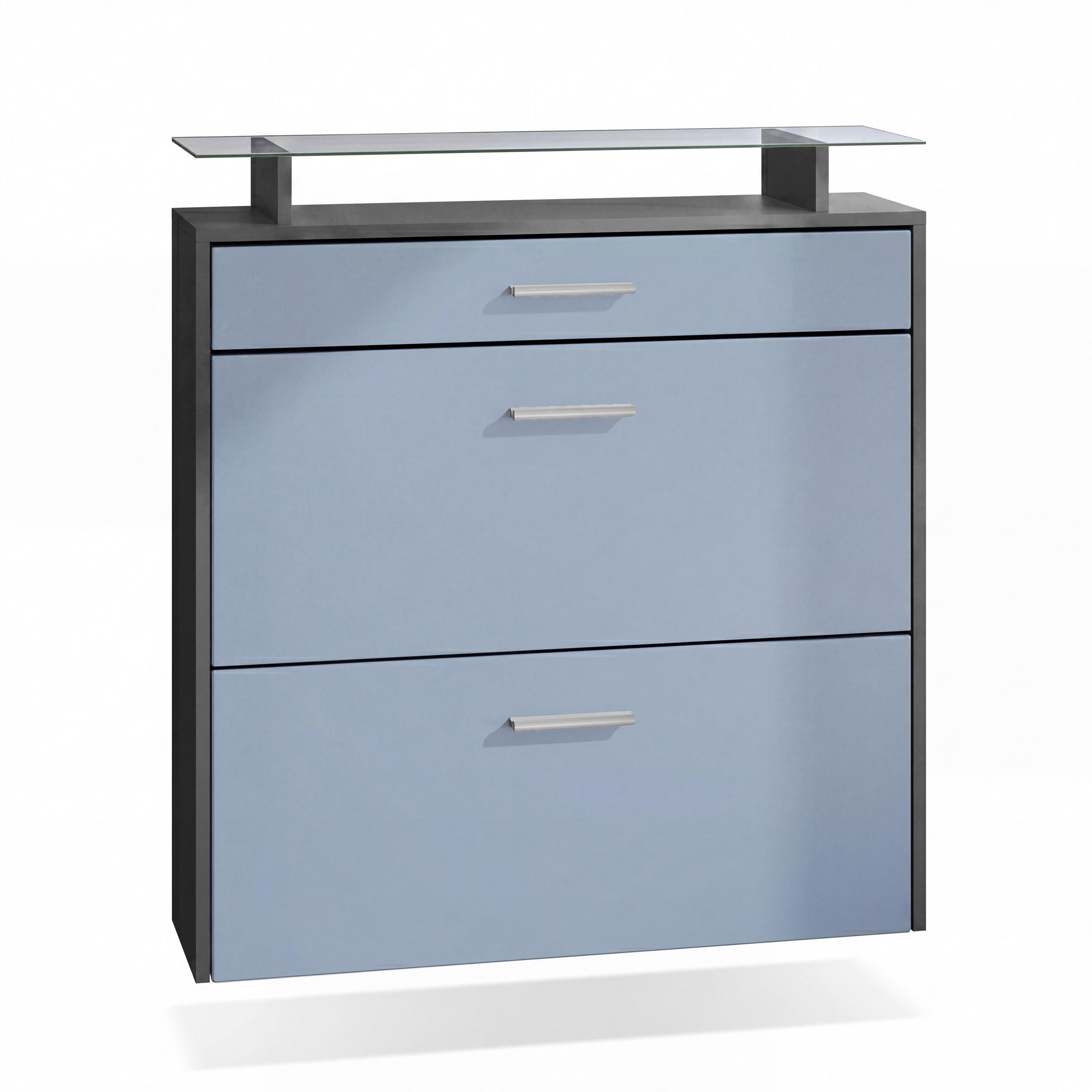SCHUHSCHRANK Malea Fronten in Denim matt - Pastellblau, Holzwerkstoff (89/96/23cm) - Vladon