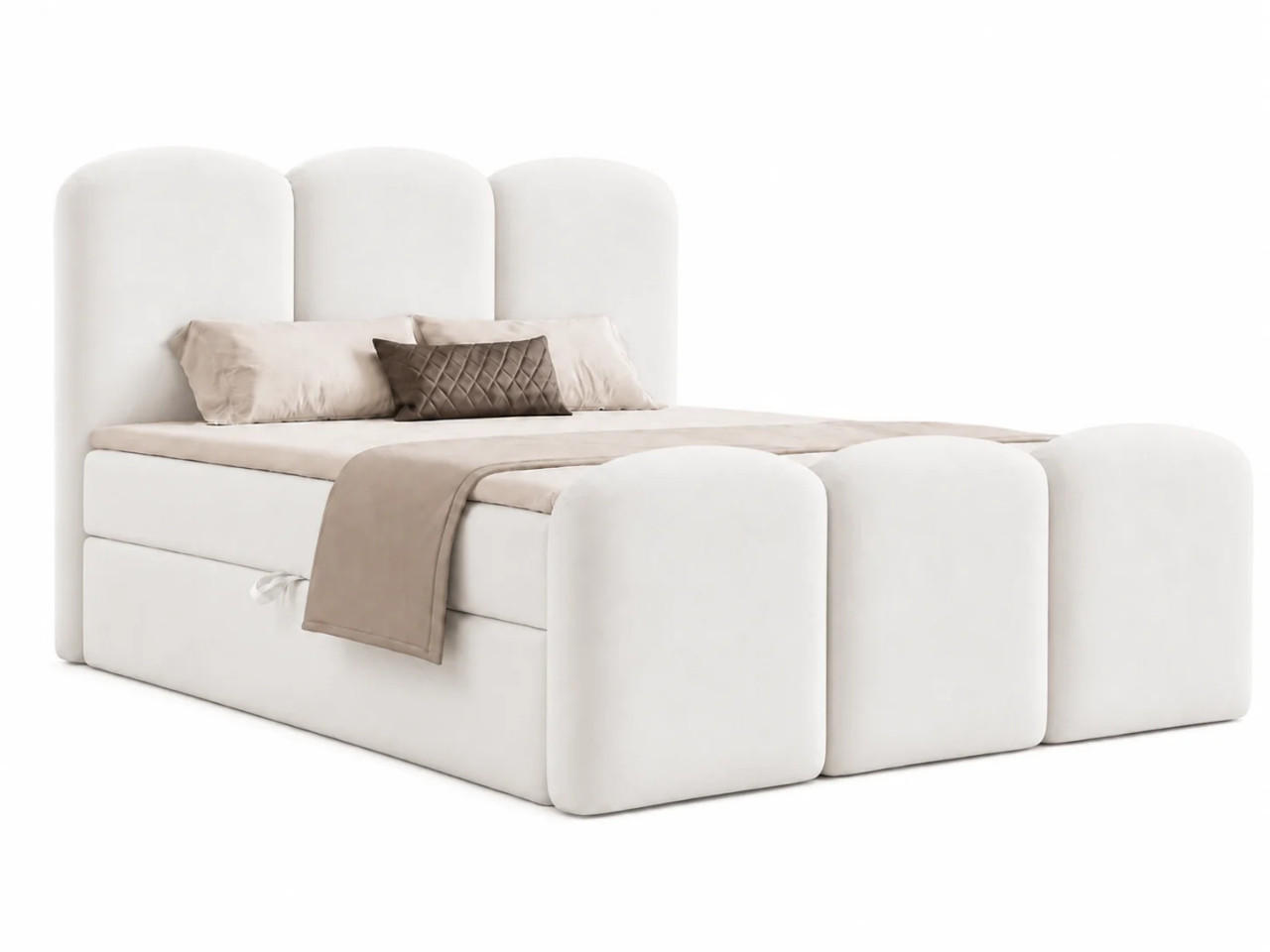 BOXBETT ROYAL 180x200 cm in Weiß, Bettkasten, Topper, Velvet-Stoff - Weiß, Holz/Textil (180/200cm) - EMLAR Home