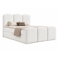 BOXBETT ROYAL 160x200 cm in Weiß, Bettkasten, Topper, Velvet-Stoff - Weiß, Holz/Textil (160/200cm) - EMLAR Home