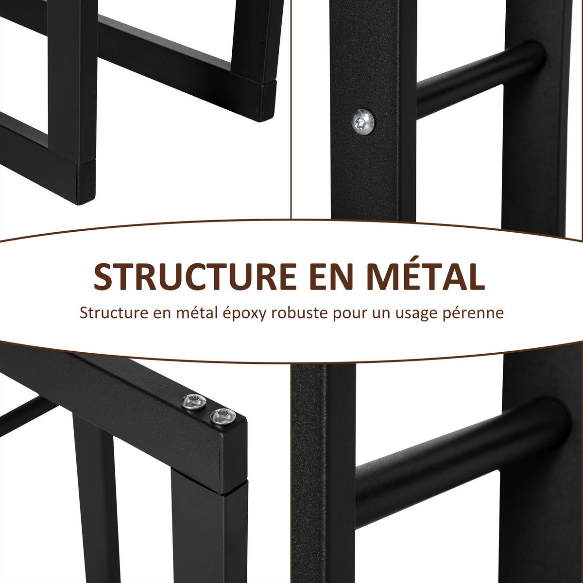 KAMINHOLZREGAL DE-18348 100 kg belastbar, 150 cm hoch Schwarz - Schwarz, Metall (25/150/60cm) - ComfortXL