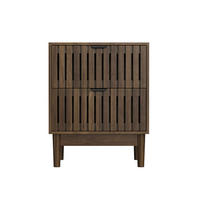NACHTTISCH aus MDF und Holzwerkstoff 45x39x56,5 cm Walnuss mit 2 Schubladen und offenem Fach im Lattenrost-Design - Walnussfarben, Holzwerkstoff (45/56.5/39cm) - Modfu