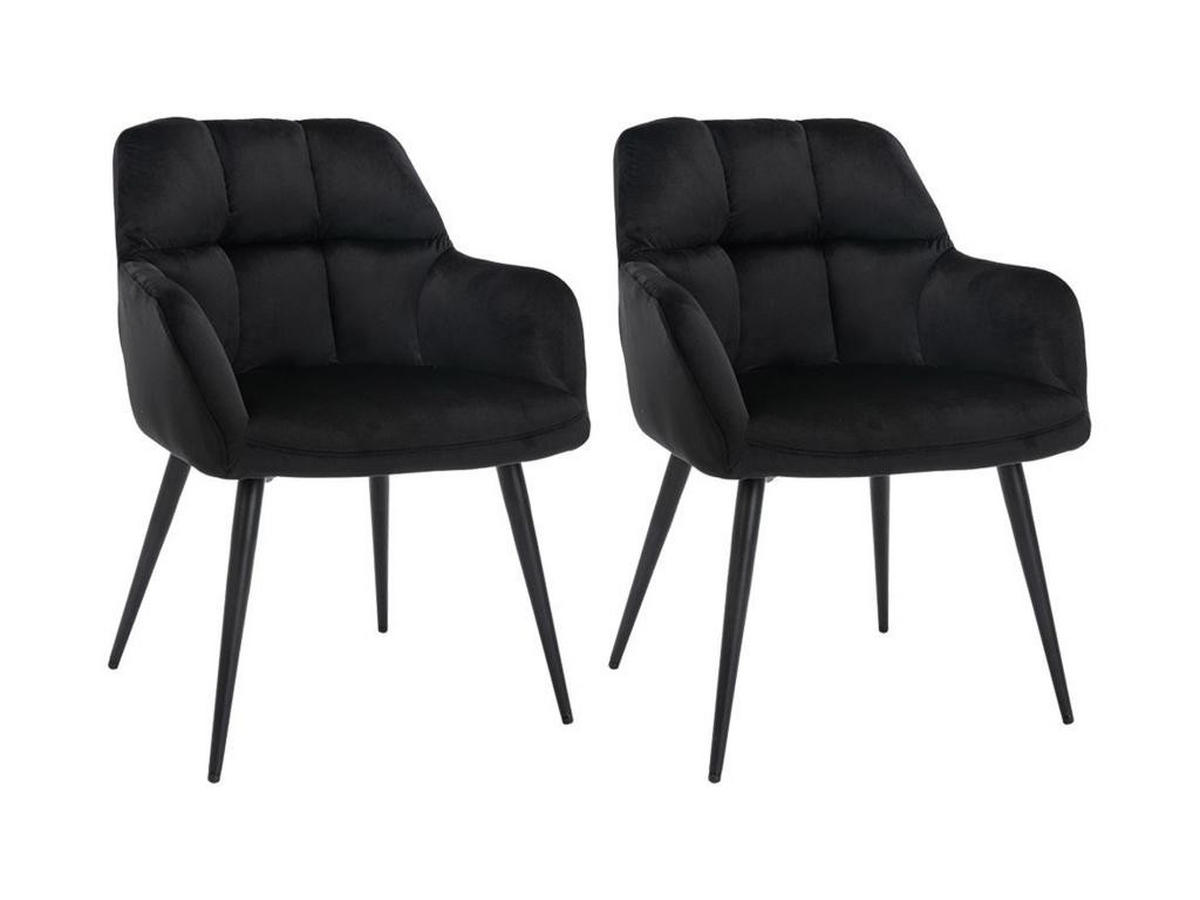 STUHL 2er-Set - Samt & Metall - Schwarz - PEGA - Schwarz, Textil (62/78/58.5cm) - Pascal Morabito
