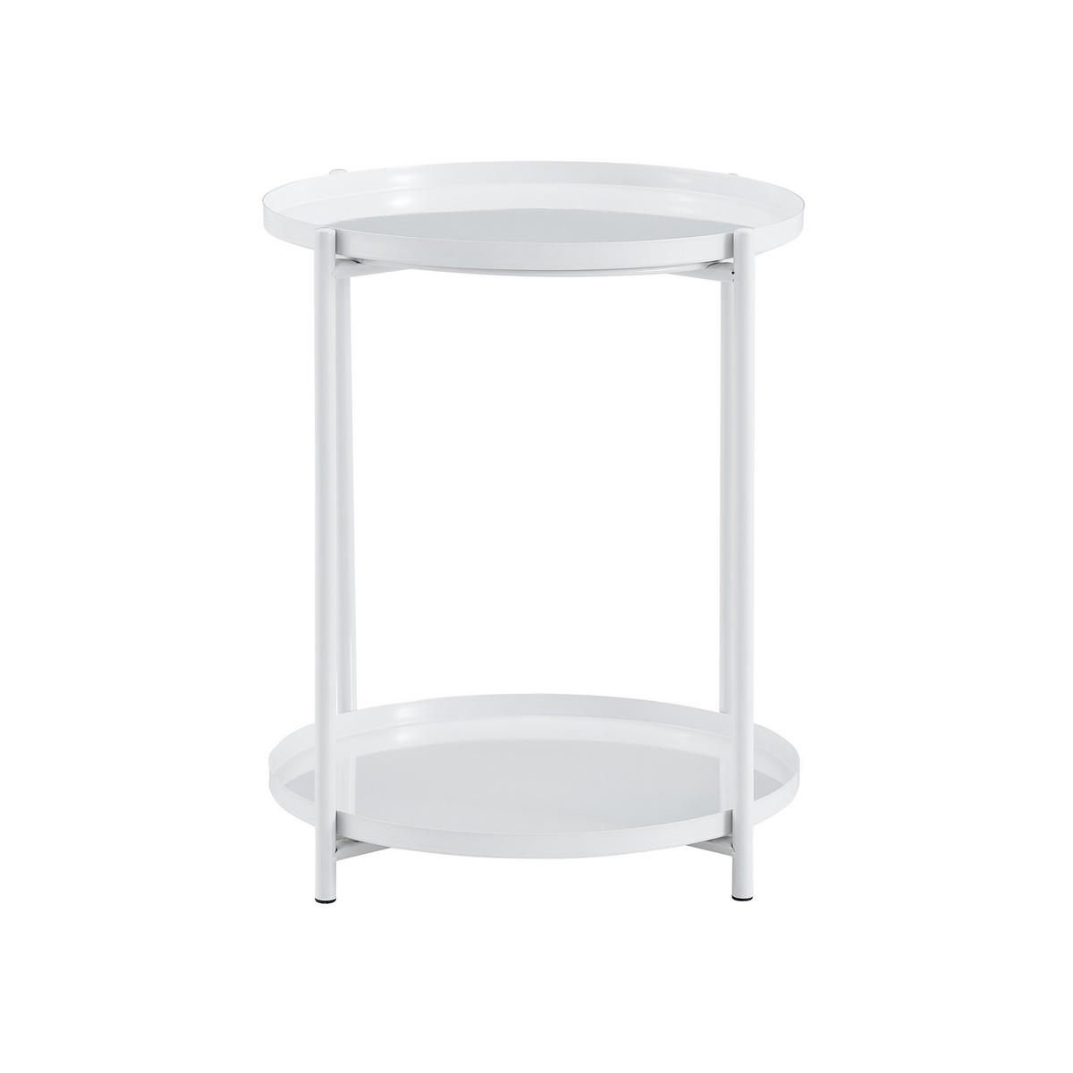 BEISTELLTISCH DE-37346 2-etagig rund mit Metallrahmen und Ablage Weiß - Weiß, Metall (42/42/52cm) - ComfortXL