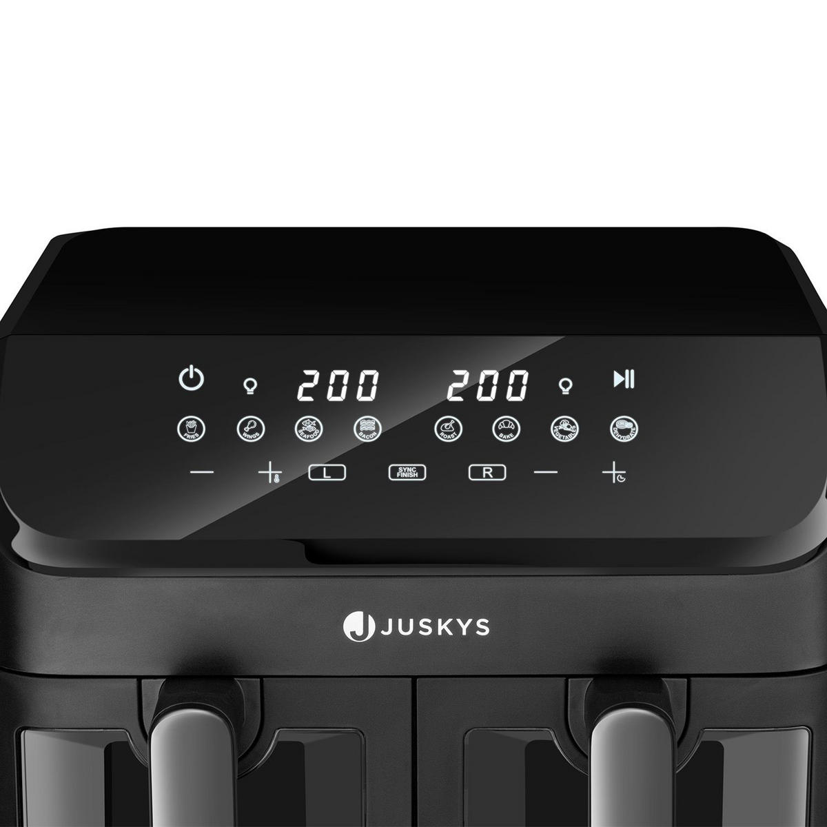 HEISSLUFTFRITTEUSE 9 L mit 2 Zonen - Schwarz, Kunststoff (41/39/30cm) - Juskys