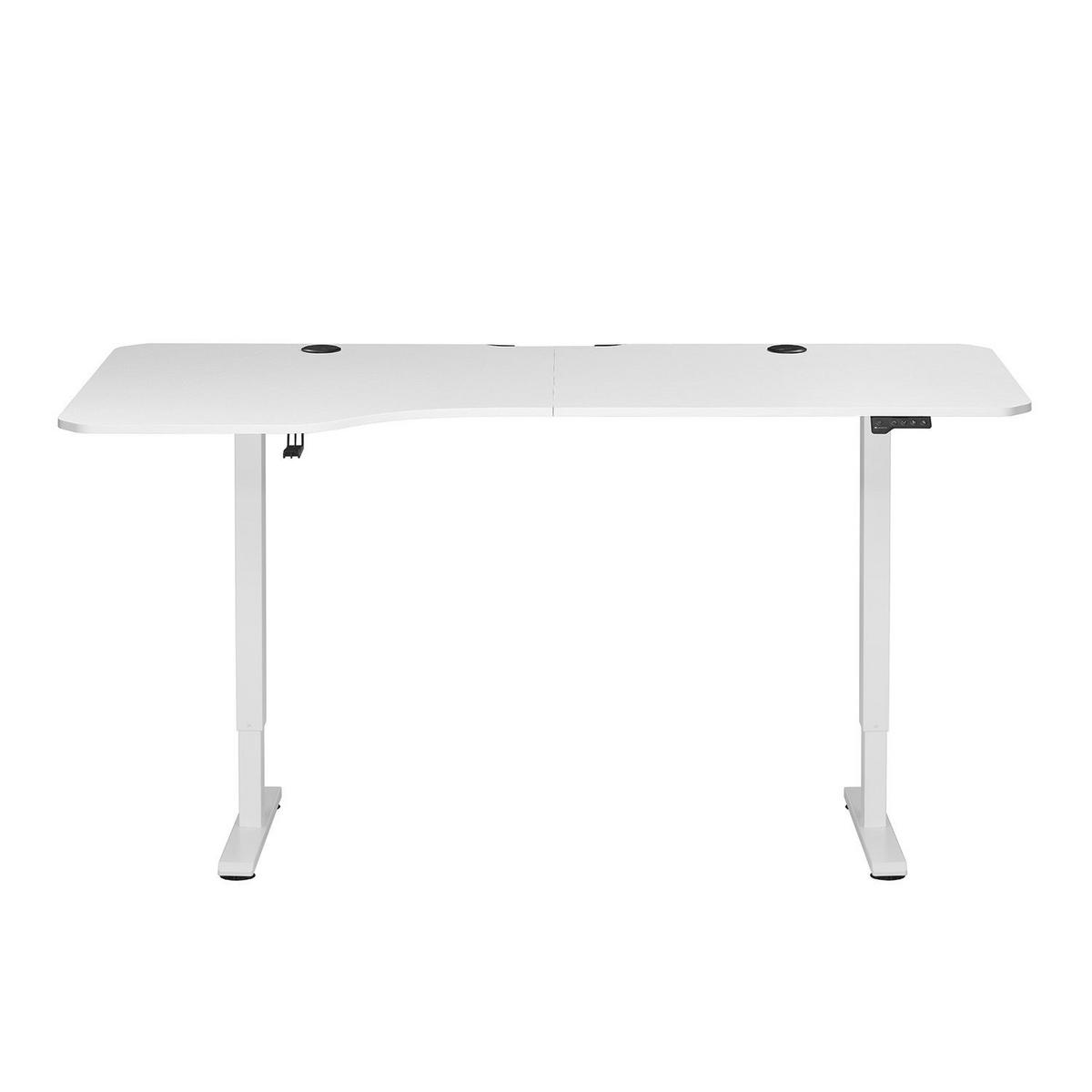 SCHREIBTISCH Office Stand weiß 160x75 cm höhenverstellbar - Weiß, Holz (60/160/117cm) - Juskys