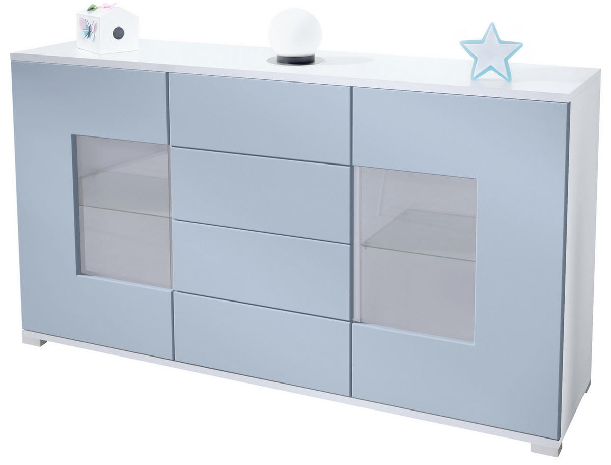 SIDEBOARD Grömitz Denim matt - Pastellblau, Holzwerkstoff (138.5/75.5/35cm) - Vladon