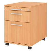 ROLLCONTAINER - mit Hängeregistratur 58/42,8/59 cm in Buchefarben Relinggriff (Kunststoff) - Buchefarben, Holzwerkstoff (42.8/59/58cm) - bümö