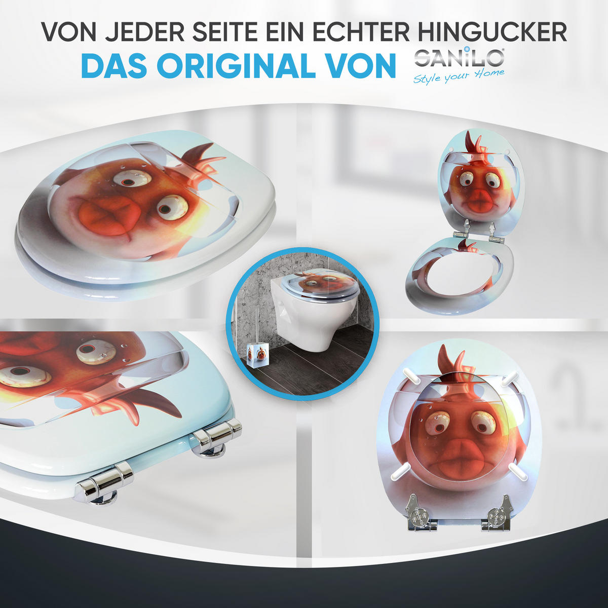 WC-SITZ mit Absenkautomatik Goldfisch - Orange, Holzwerkstoff (38/6/47cm) - Sanilo