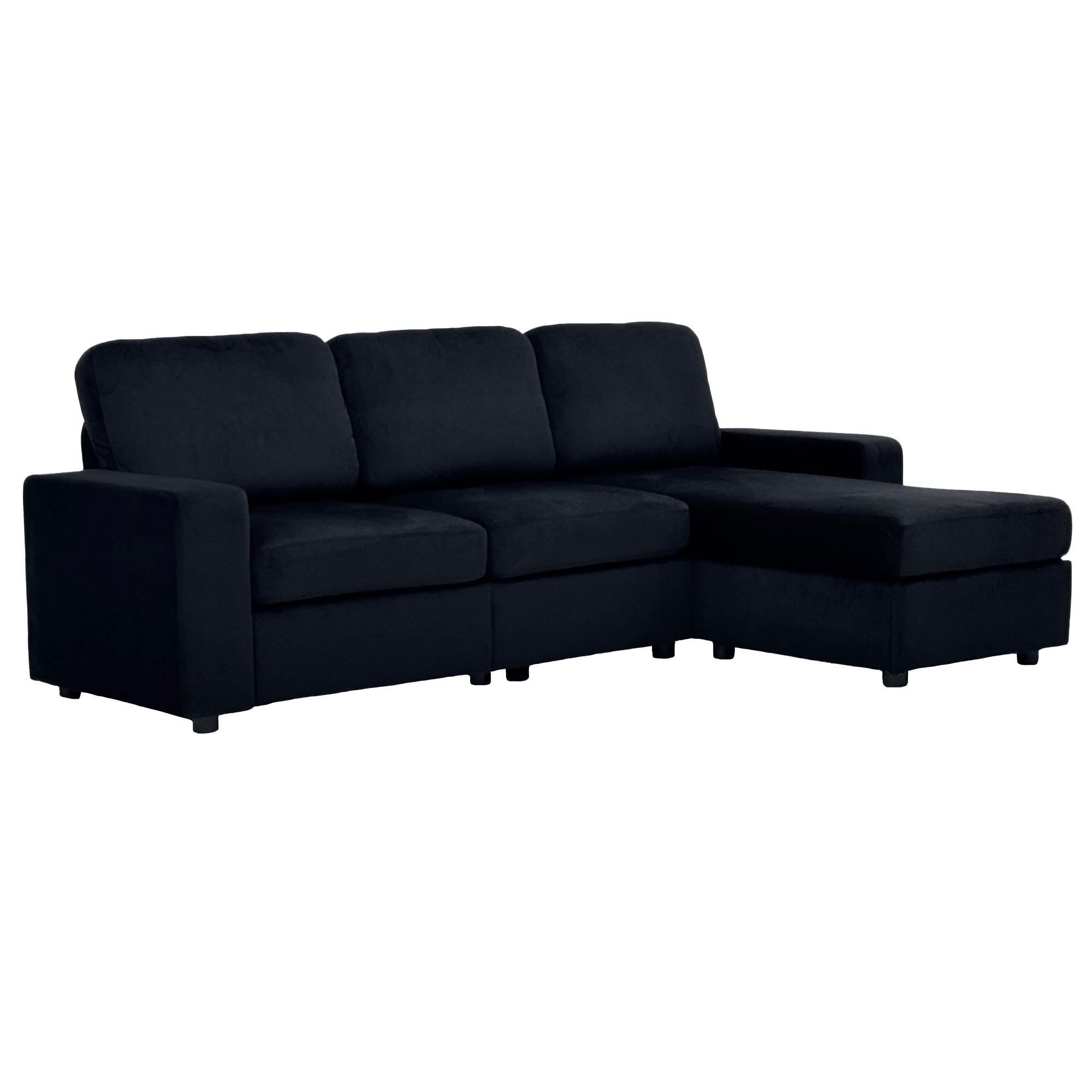 ECKSOFA Polyester Schwarz mit Stauraum - Schwarz, Holzwerkstoff/Textil (245.5/150.5cm) - WISHDOR