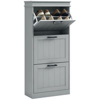 SCHUHSCHRANK,3-TÜRIG klapp für 15 Paar 54x24x117,5cm,grau - Grau, Holzwerkstoff (54/117.5/24cm) - Vallsero
