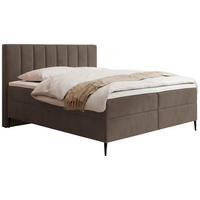 BOXBETT Allen mit Bettkasten, Samt Braun 120x200 cm – inkl. H4 Taschenfederkern Matratze & Foam Topper - Schwarz/Braun, Holz/Holzwerkstoff (120/200cm) - WFL GROUP