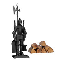 KAMINBESTECK - Schwarz, Metall (21/72/12.5cm) - Relaxdays