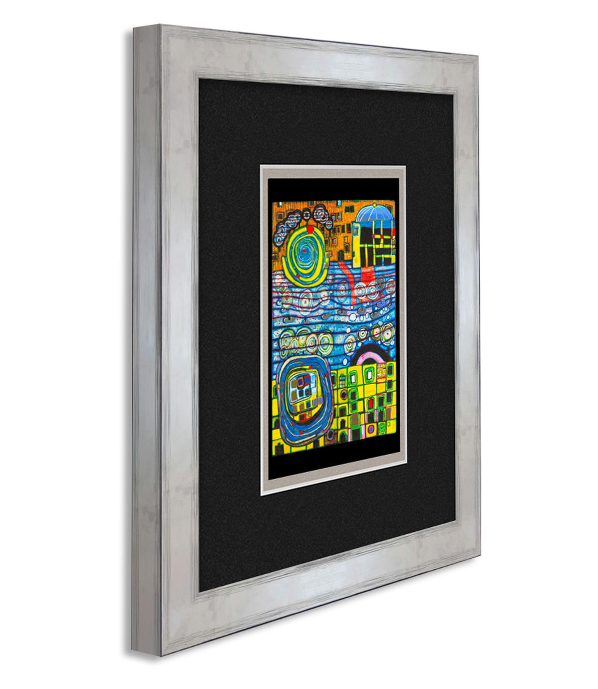 BILD gerahmt 30x35 cm Friedensreich Hundertwasser „Die vier Einsamkeiten“ - Gelb, Holz (35/30cm) - artissimo