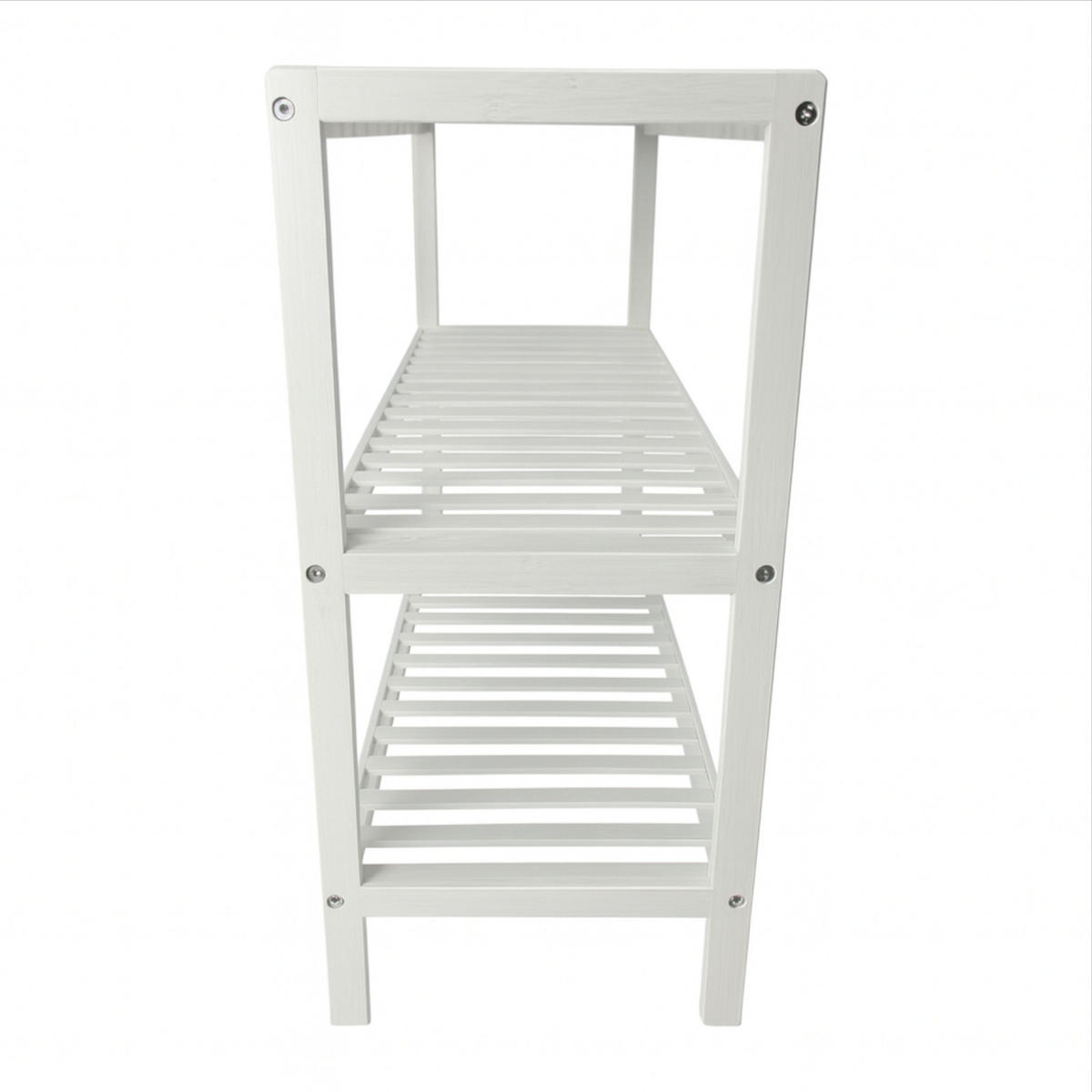 SCHUHREGAL Bambus Weiß 3 Ebenen 70/26/55 cm - Weiß, Holz (70/55/26cm) - Begryf