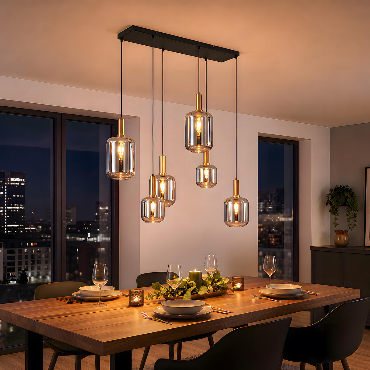 PENDELLEUCHTE Vespnal 96.6/22/150 cm - Schwarz, Glas/Metall (96.6/22/150cm) - ZMH