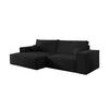 ECKSOFA NEPTUN 255/148 in Cord Schwarz links - Schwarz, Holz/Holzwerkstoff (255/148cm) - Deine Möbel 24