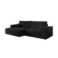 ECKSOFA NEPTUN 255/148 in Cord Schwarz links - Schwarz, Holz/Holzwerkstoff (255/148cm) - Deine Möbel 24