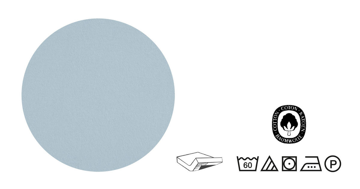 SPANNBETTTUCH Biber taubenblau, 180x200 cm - 200x200 cm - Blaugrau, Textil (200/200cm) - biberna
