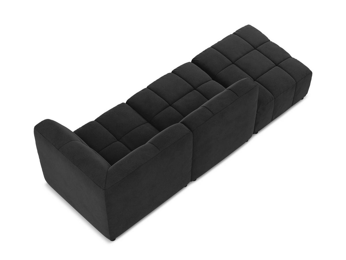ECKSOFA Links Samt Stoff Blau - Schwarz/Hellblau, Holzwerkstoff/Kunststoff (178/166cm) - Makamii