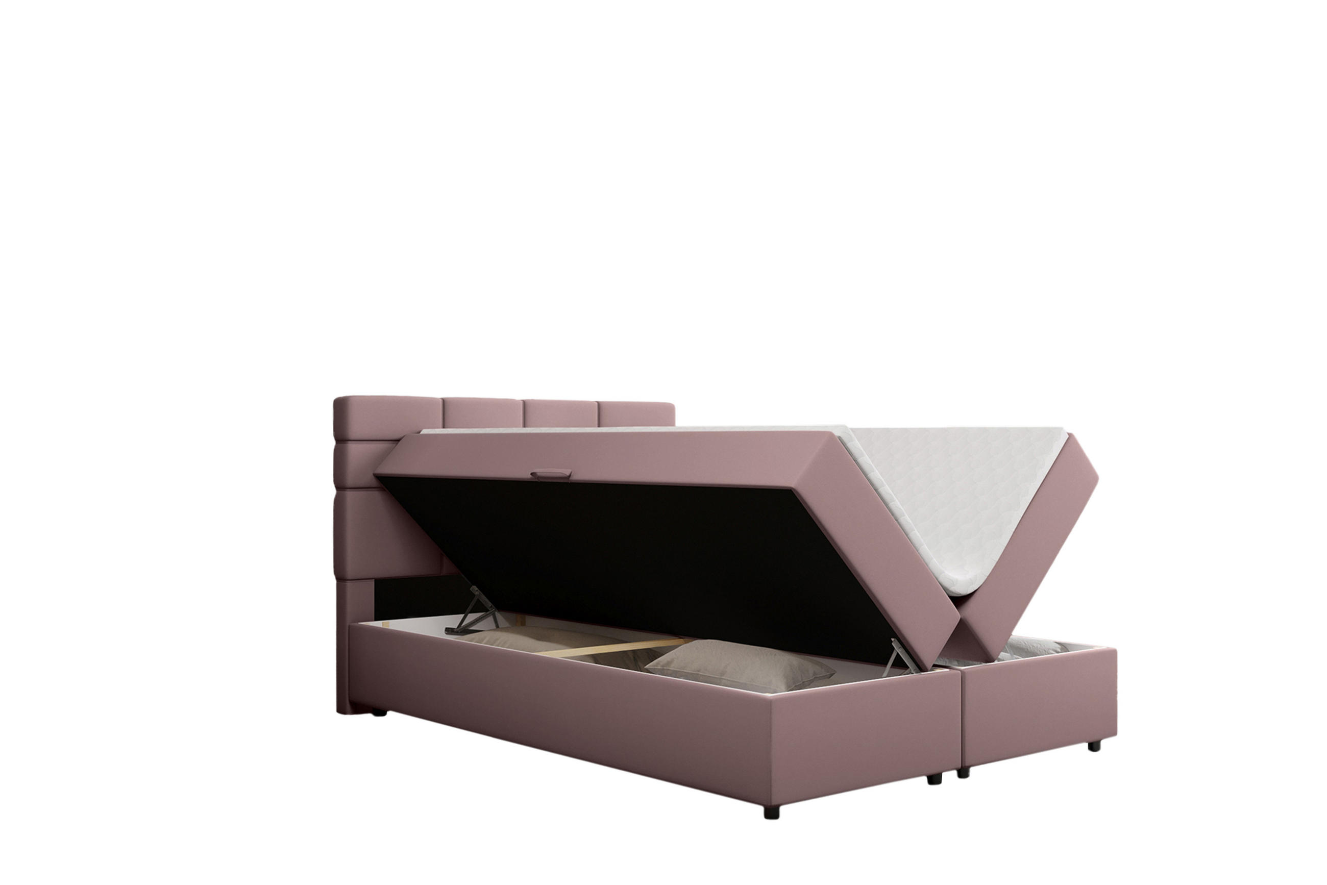 BOXBETT Reve 140 x 200 cm mit Bettkasten und Lattenrost ohne matratze - rosa - Rot, Holz (140/206cm) - Panda Möbel