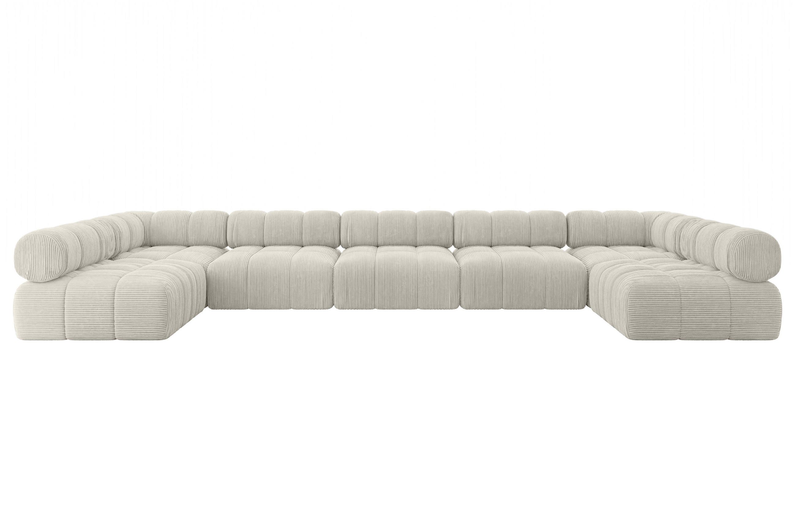 WOHNLANDSCHAFT modulares Sofa Garvo-U3 - 475x190x70 cm Hellgrau Cord - Hellgrau, Holzwerkstoff/Textil (475/70/190cm) - ALTDECOR