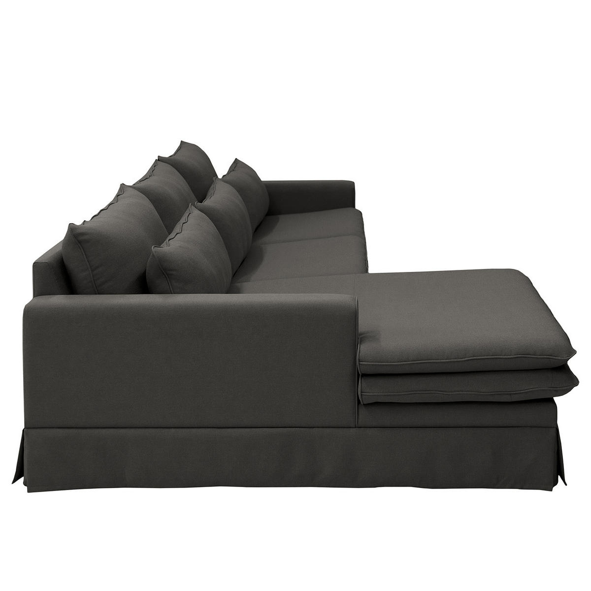 ECKSOFA mit Husse - Longchair, Webstoff - Anthrazit/Schwarz, Kunststoff/Textil (300/175cm) - home24