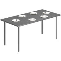 GARTENTISCH DE-07328 mit Lamellen-Tischplatte für 6 Personen Rechteckig - Dunkelgrau, Metall (165/80/74cm) - ComfortXL