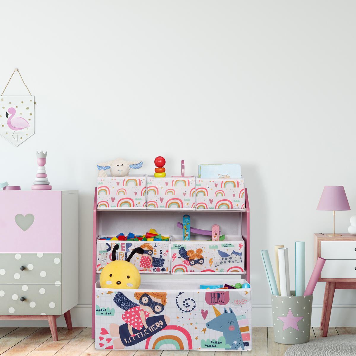 KINDERREGAL - Multicolor, Holzwerkstoff/Kunststoff (63/66/30cm) - Relaxdays