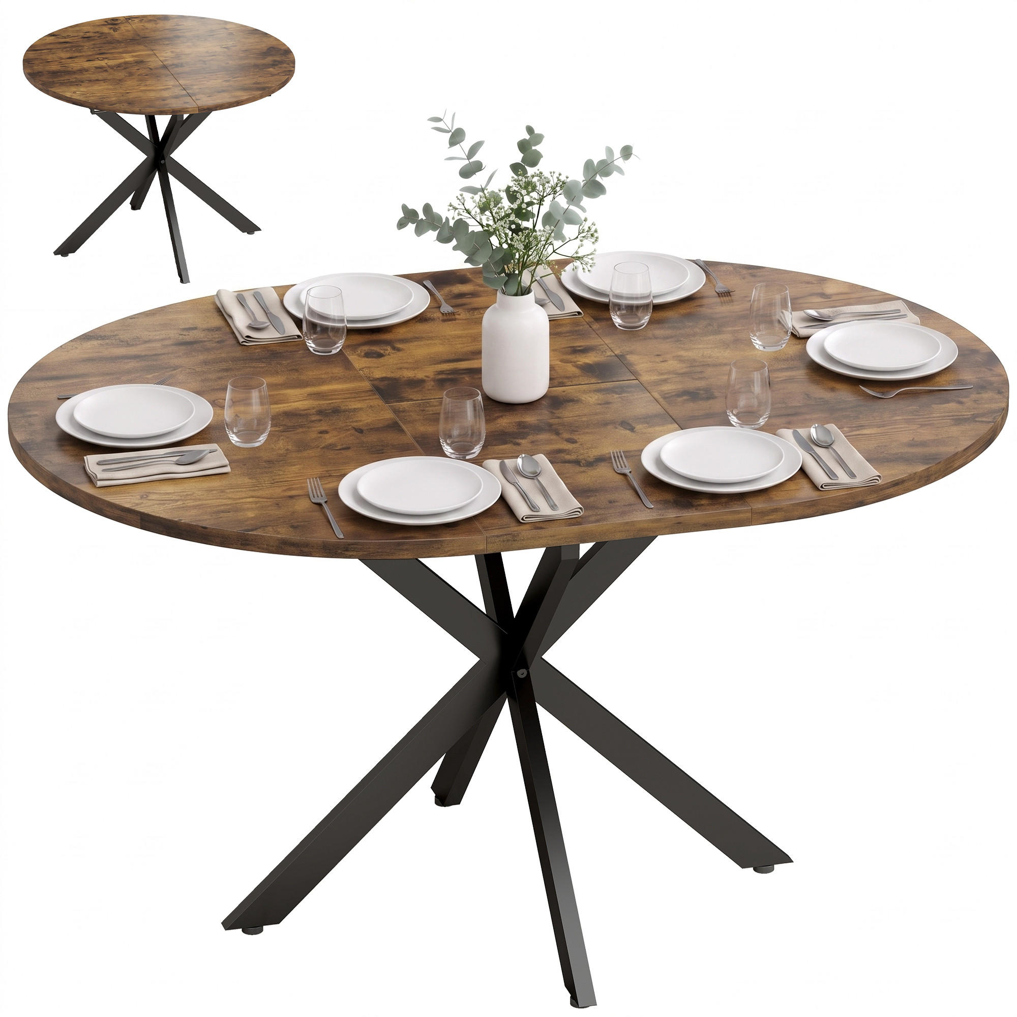 ESSTISCH Braun ausziehbar 135/100/75 cm - Braun, Metall (135/100/75cm) - PANGIVO